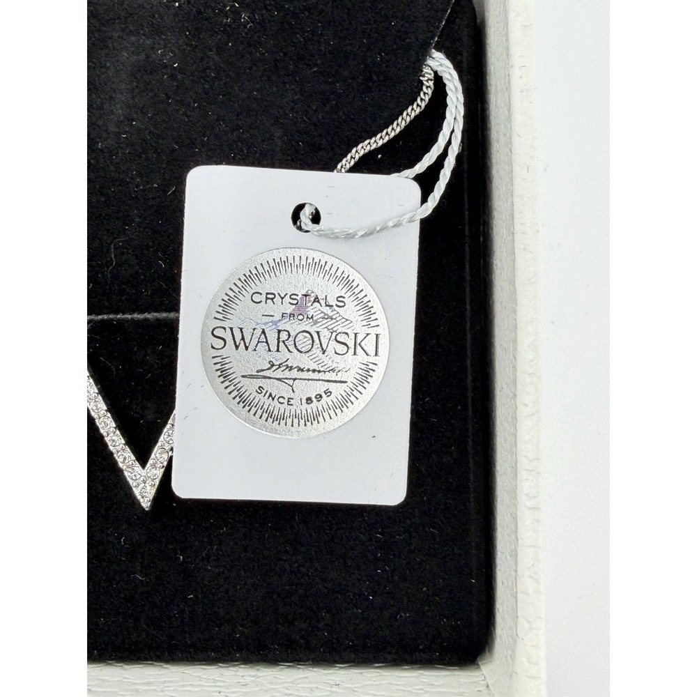 Swarovski Crystal V Pendant‎ Necklace Sterling Silver Chain w/ Gift Box NEW - Picture 2 of 7